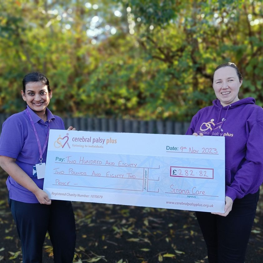 It was a pleasure to meet Ankita a Children's Physiotherapist at @SironaCIC who presented us with a donation for £282.82. They held a bake sale amongst their teams to mark World Cerebral Palsy day last month! Thank you to everyone involved!