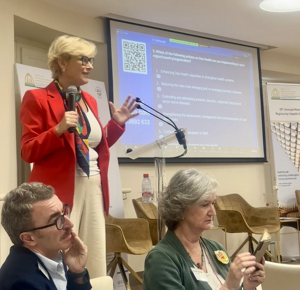 h_madda's tweet photo. WHO_Europe RHN Health for all:
addressing challenges, sharing experiences at the 28th Annual Meeting of the RHN in Seville, @EPHA for One Health Approach, contributing #sharing experiences to achieving better health for all in all Regions. 
#NoHealth Without #OneHealth https://t.co/8rXJOF87At