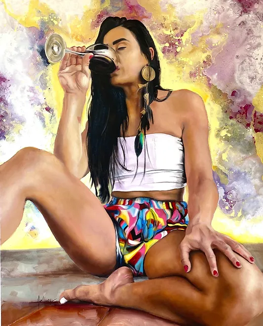 GA, fam. Whether it's here in digital or behind the scenes in the studio, I'm always producing. This is an oil and acrylic painting on canvas. I've named it "Sacred Feminine". I hope you're all doing well mentally and physically, producing lots of art.