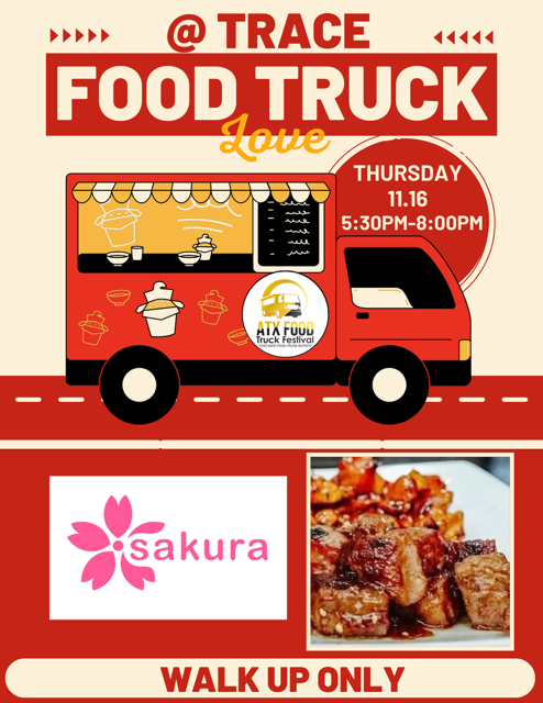 TRACEtexas's tweet photo. 🍚 Don't forget @SakuraSMTX will be at TRACE TOMORROW, November 16th, from 5:30-8 pm! Check out their menu to start planning your delicious dinner ⤵️

#TRACETexas #SMCISD #SanMarcosTX #SMTXRealEstate #SMTXperience https://t.co/mkDQpbncFH