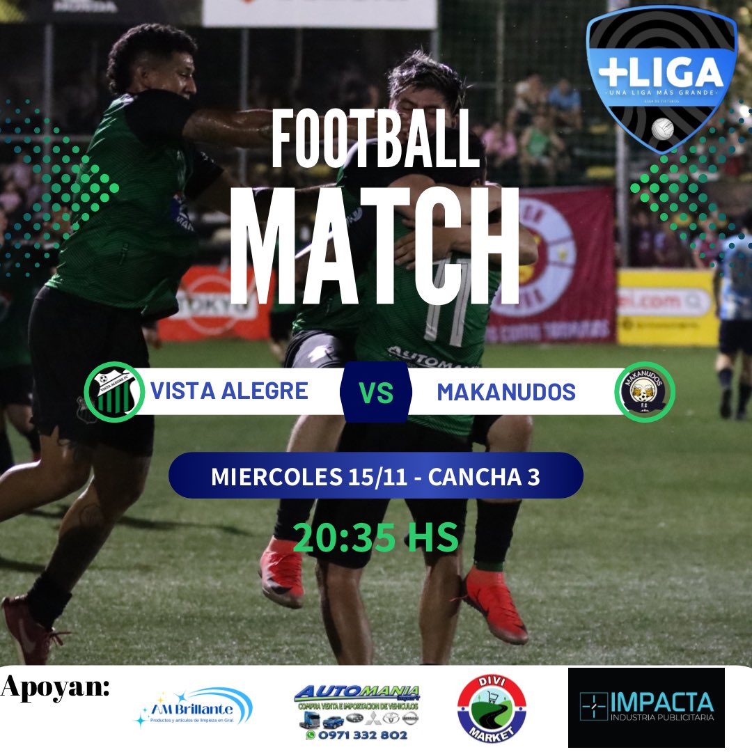 Juega Vista Alegre FC🖤💚🖤
Por los 4tos de Final Ida ante <a href="/makanudos_FC/">Makanudos_FC</a> 
#VamosVistaAlegreFC🖤💚🖤 #AdejarLaVidaPorLosColores🖤💚🖤 <a href="/ligadetuiteros_/">Más Liga</a>
