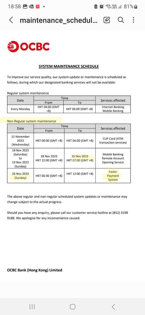 Rohitku24694375's tweet photo. 💥🚨🚨🚨OCBC NOVEMBER 19TH ‘NON-REGULAR SYSTEM MAINTENANCE’ + “NO NEW FIELDS WERE MADE AVAILABLE IN ISO 20022 MARCH 2023 MIGRATION + NEW RICH DATA FIELDS ADDED NOVEMBER 2023 🚨🚨🚨💥 https://t.co/Z1XCOR18ud