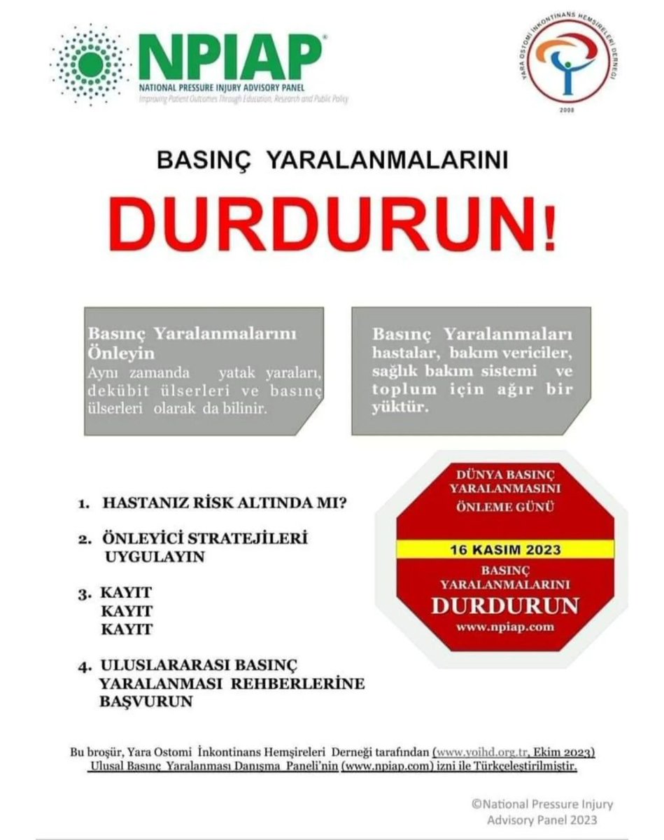 oznrby's tweet photo. En önemli hasta bakım kalite göstergelerinden biri olan basınç yaralarını önlemede hemşirelere çok önemli görevler düşmektedir. Basınç yarası risk faktörlerinin farkında olalım. Unutmayalım, basınç yarasını önlemek, tedavi etmekten daha az maliyetli ve kolaydır. #stopPUday https://t.co/31Gt4NHEkF