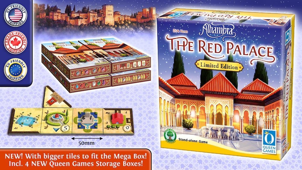 🏰 Tauche ein in die Welt von Alhambra 'The Red Palace Limited Edition' auf Kickstarter! Neue Herausforderungen, faszinierende Erweiterungen. Sei dabei und unterstütze uns! #Brettspiel #Kickstarter #TheRedPalace 🎲👑 kickstarter.queen-games.com