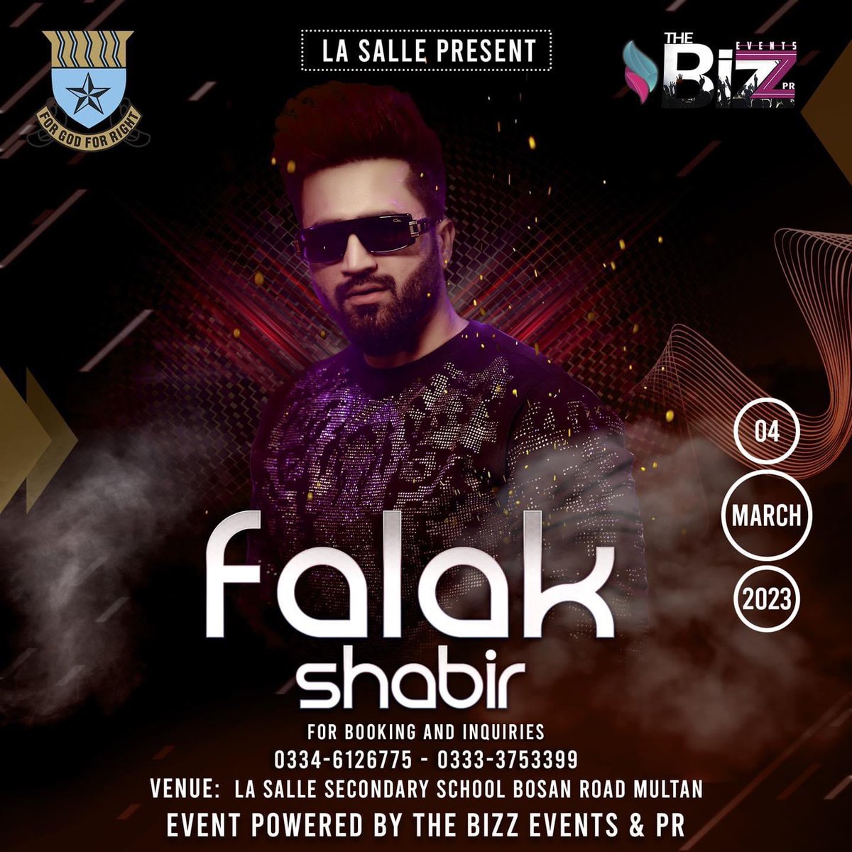 Lasalle! Bizz Events & PR is all set to bring Falak Shabir on 4th March, 2023. Come, witness & be the part of the zeal.

#falakshabir #thebizzeventspr #bizzevents