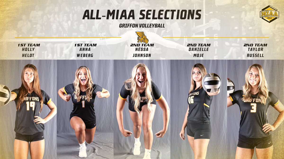 𝘛𝘩𝘦 𝘍𝘢𝘣 𝘍𝘪𝘷𝘦! 🏐

Congratulations to Griffon Volleyball's five All-MIAA selections, and a shout-out to Holly Heldt for being named the program's fourth-ever MIAA Freshman of the Year! 

📰 — tinyurl.com/3t9d9j78

<a href="/MWSUvolleyball/">Missouri Western Volleyball</a> | #GriffUp🦅🦁⬆️