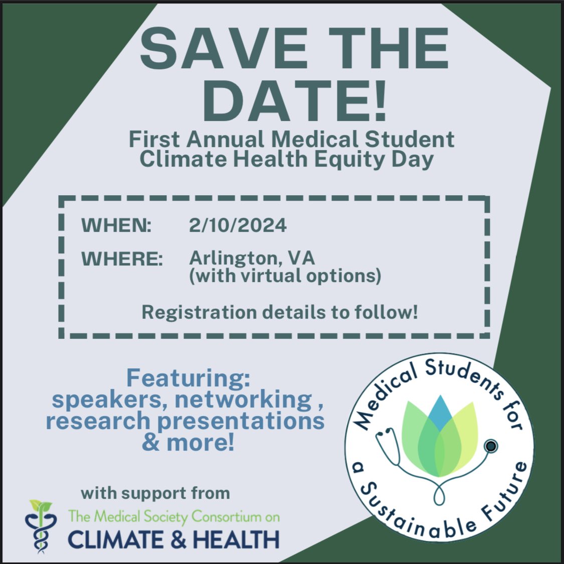 Save the date for this exciting event on 2/10/24! Registration details to come! #climatehealth #MedTwitter #climatechange