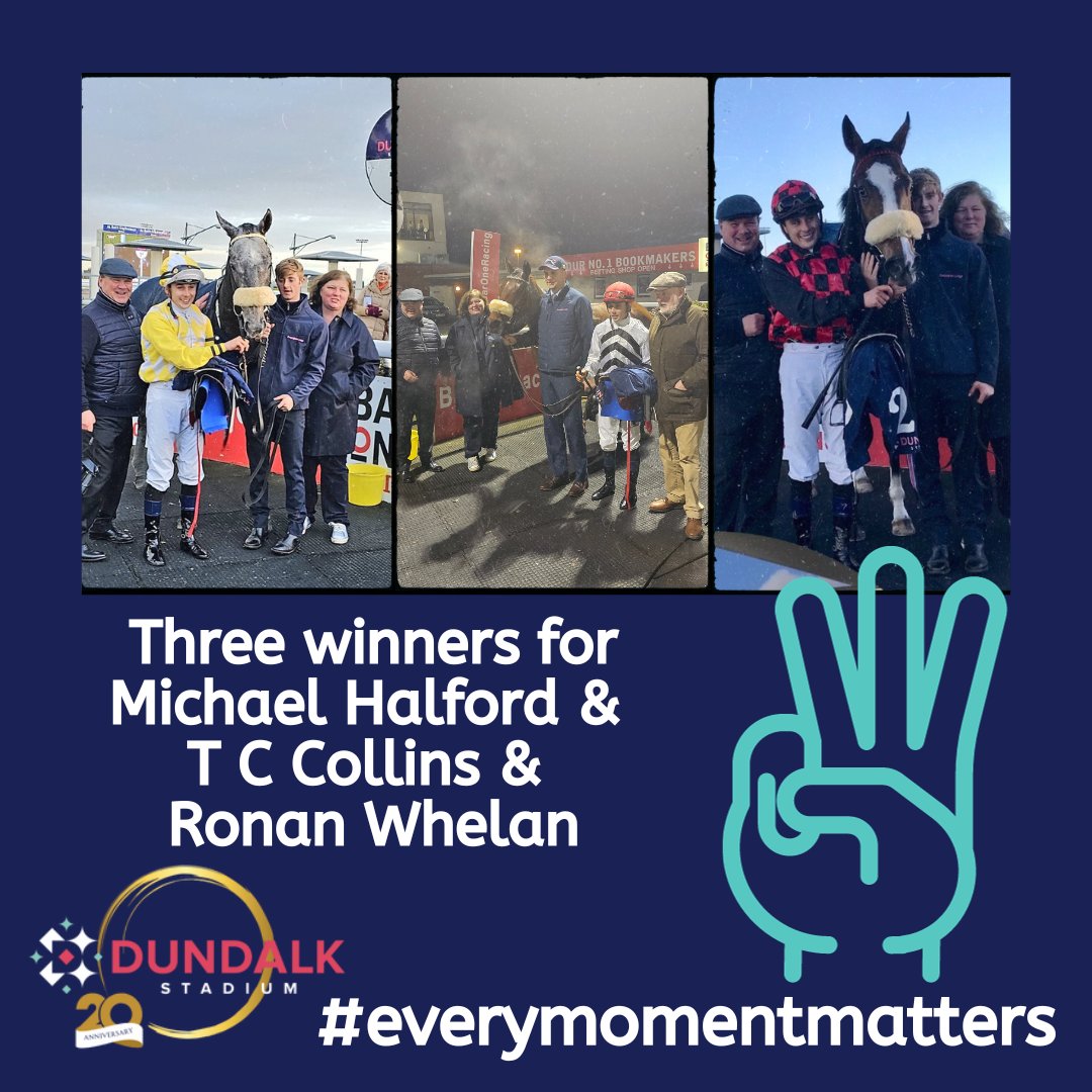 Dundalk Stadium (@dundalkstadium) on Twitter photo What a day for team Conyngham Lodge, <a href="/MHalfordRacing/">Michael Halford</a> & T C Collins and <a href="/WhelanRonan/">Ronan Whelan</a> who teamed up to secure three wins today.
Cash Collector in the 13:50
Not Forgotten in the 15:30
Doctor Grace in the 17:05
#everymomentmatters #dundalkstadium #dundalkraces What a day for team Conyngham Lodge, <a href="/MHalfordRacing/">Michael Halford</a> & T C Collins and <a href="/WhelanRonan/">Ronan Whelan</a> who teamed up to secure three wins today.
Cash Collector in the 13:50
Not Forgotten in the 15:30
Doctor Grace in the 17:05
#everymomentmatters #dundalkstadium #dundalkraces