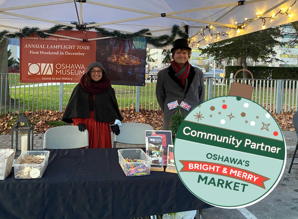 Are you going to the Bright and Merry Market on November 16? Look for Oshawa Museum staff in our Victorian finest who are chatting holiday traditions with an ornament activity for kids! Find us on Bagot Street, across from the library!