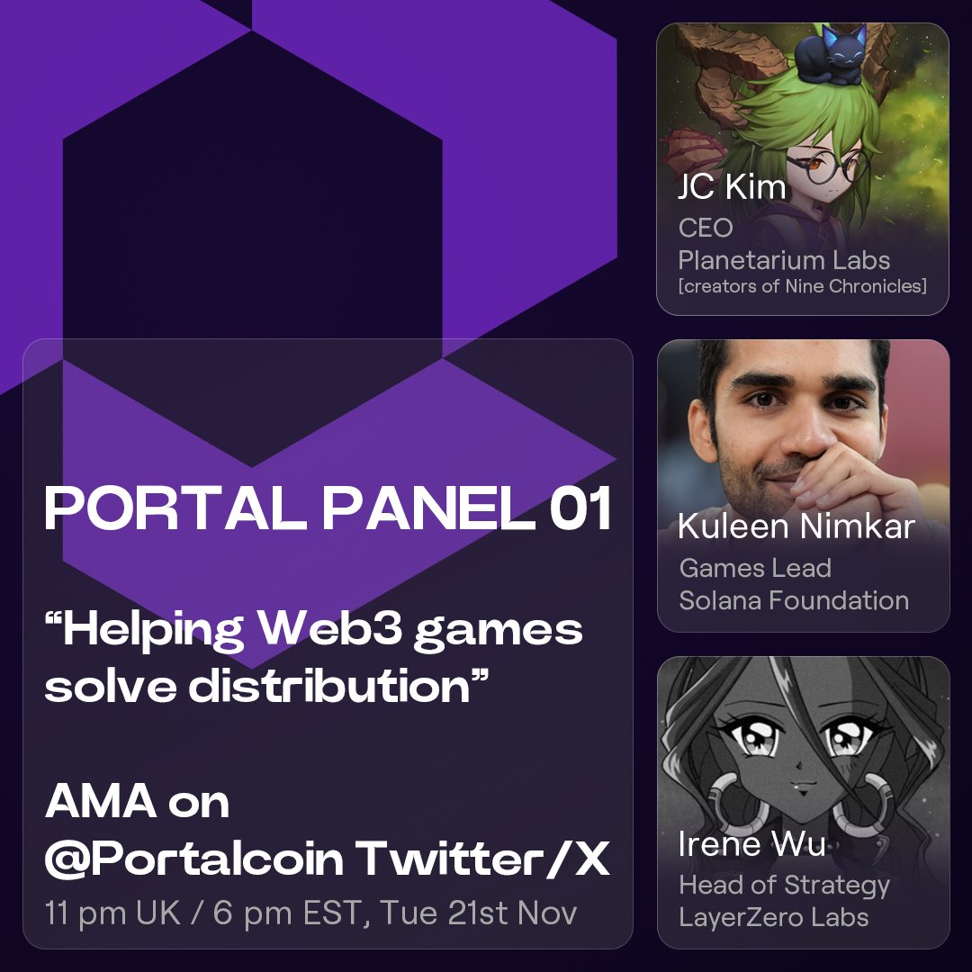 Portalcoin's tweet image. Schedule to join Portal and other Web3 gaming leaders for the very first Portal Panel AMA: 

Featuring @IreneWu27 of LayerZero Labs, @knimkar of Solana, and @jckdotim of Nine Chronicles. 

Much will be revealed…