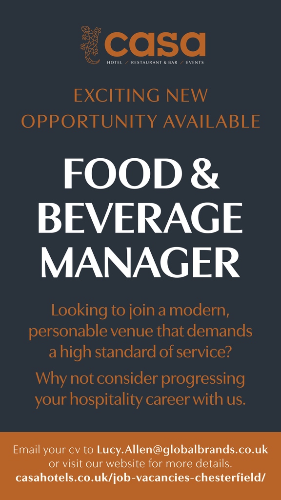 Casa Hotel (@casahotels) on Twitter photo 📣New Job Alert📣
👀Looking for a fabulous new opportunity to work in one of Derbyshire's highest rated AA 4 star hotels in the centre of Chesterfield.
If you think you are the perfect fit please email your CV to lucy.allen@globalbrands.co.uk.
🌐casahotels.co.uk/job-vacancies-… 📣New Job Alert📣
👀Looking for a fabulous new opportunity to work in one of Derbyshire's highest rated AA 4 star hotels in the centre of Chesterfield.
If you think you are the perfect fit please email your CV to lucy.allen@globalbrands.co.uk.
🌐casahotels.co.uk/job-vacancies-…