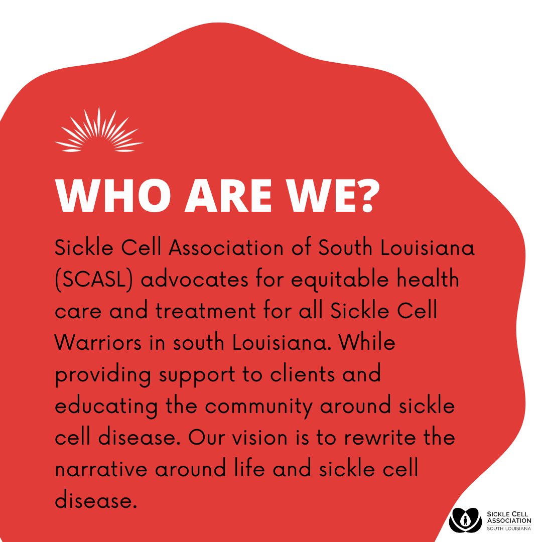 SCASL has been serving Sickle Cell Warriors for over 47 years. We advocate for equitable health care and treatment, provide support to clients, and educate the community about SCD. Our goal is to rewrite the narrative around life with SCD. Learn more: scasl.org