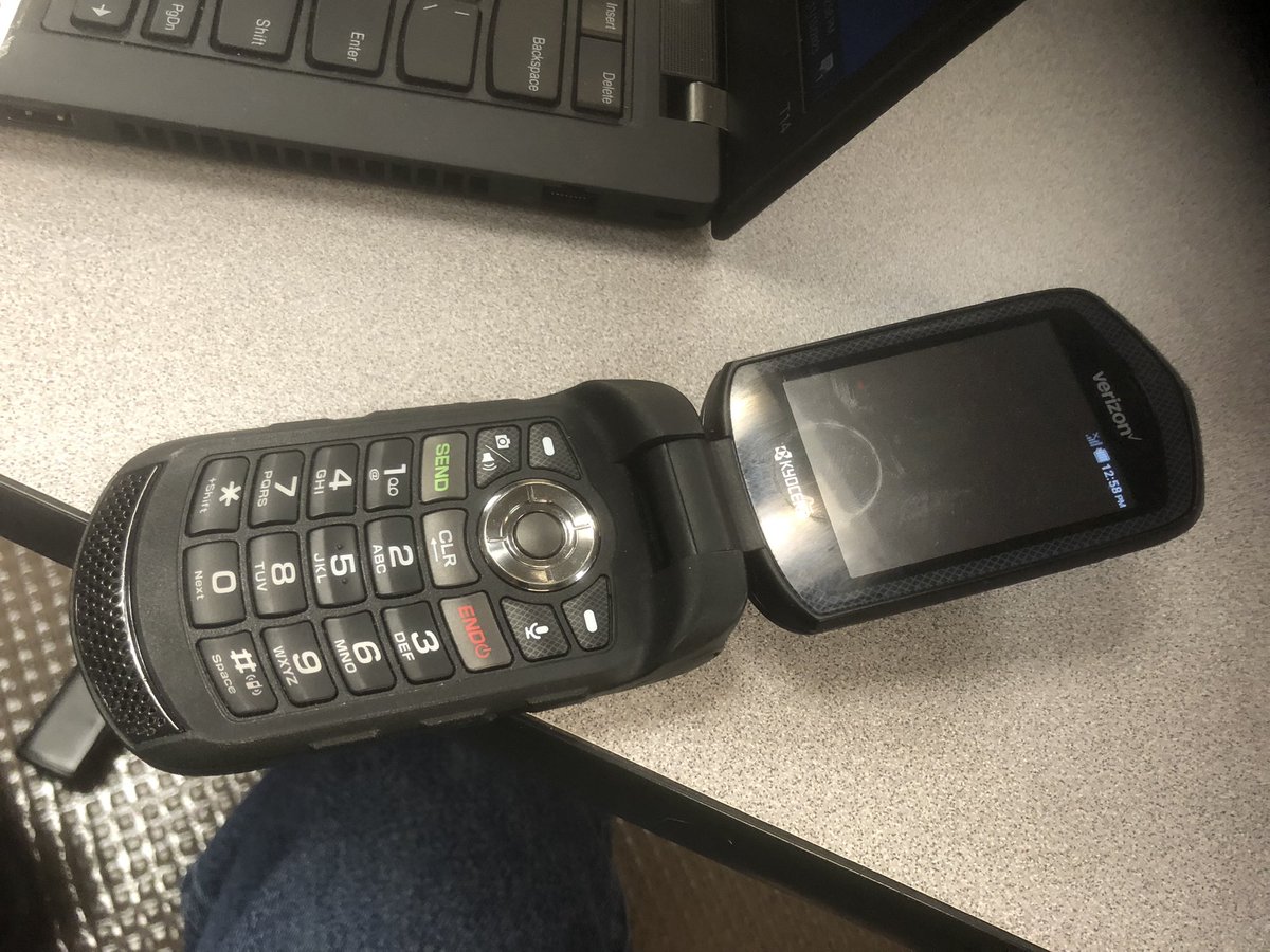 My work phone is a flip phone!  Apparently the work laptop was sabotaged by the previous user, who left in mid September. Tech support has been trying all morning to no avail…#promotionproblems #firstworldproblems