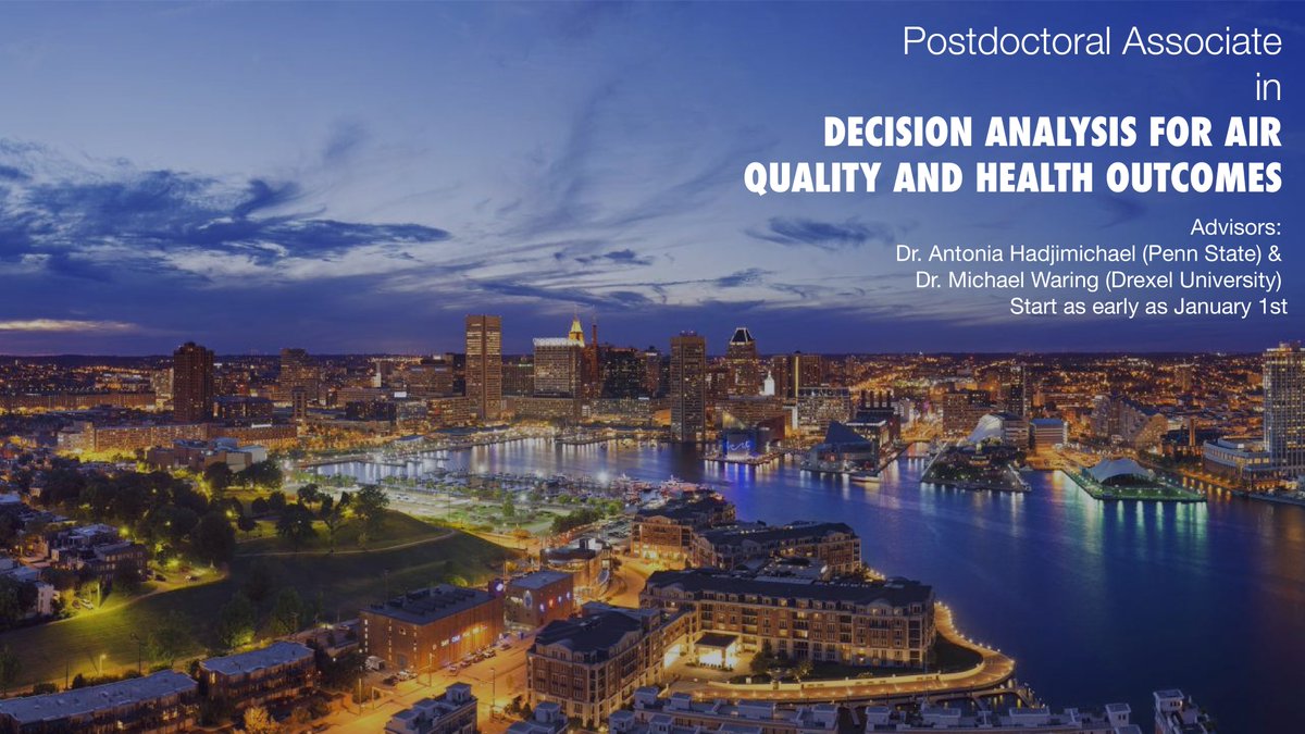 Antonia Hadjimichael and I are hiring for a postdoc at PSU, for a position related to decision science and air quality in our DOE-funded BSEC effort. Please repost and forward to anyone you think is interested. Thanks! psu.wd1.myworkdayjobs.com/PSU_Academic/j…