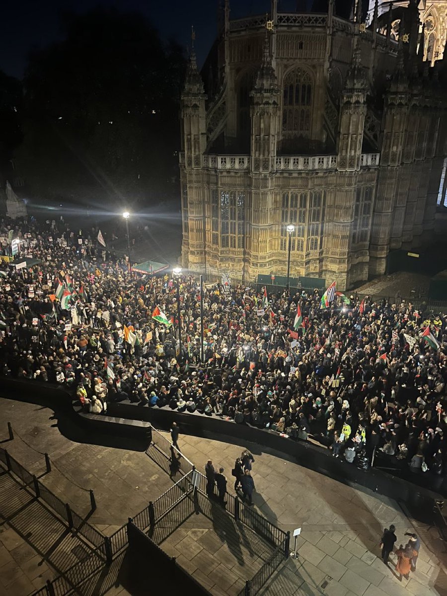The British public, outside Parliament, demanding that their elected representatives inside simply listen to the majority of opinion in our country: ceasefire, now!