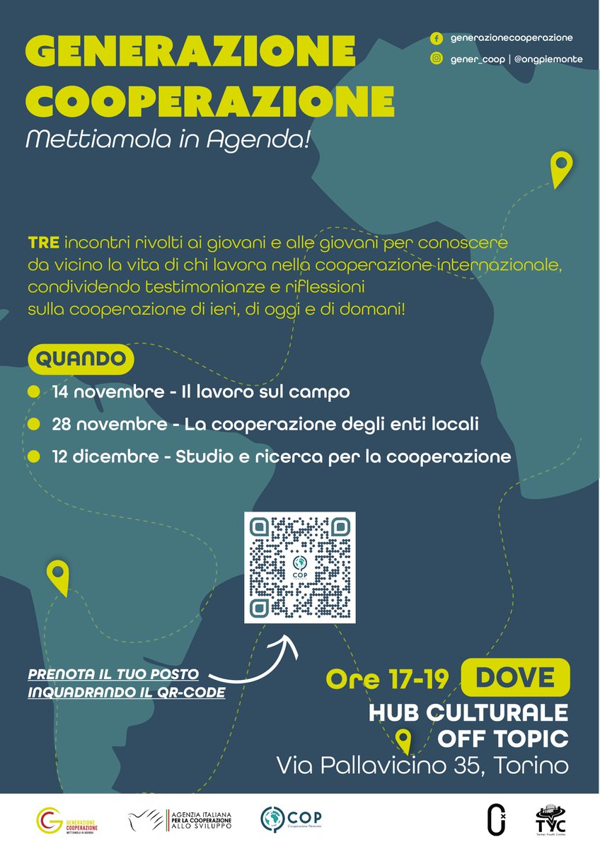 📷Buona la prima! In 54 hanno partecipato al primo dei tre incontri del ciclo #GenerazioneCooperazione. Mettiamola in agenda! In questa prima, tre cooperanti ci hanno guidato in un viaggio attraverso Salvador, Colombia, Niger e Senegal! @FOCSIV @aics_it facebook.com/ongpiemonte/po…