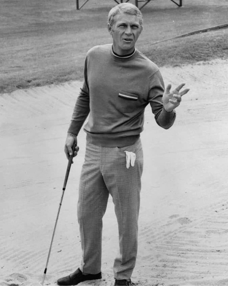 FilmsMap's tweet image. Steve McQueen as Thomas Crown, lining up the perfect shot on the links in 1968’s The Thomas Crown Affair.