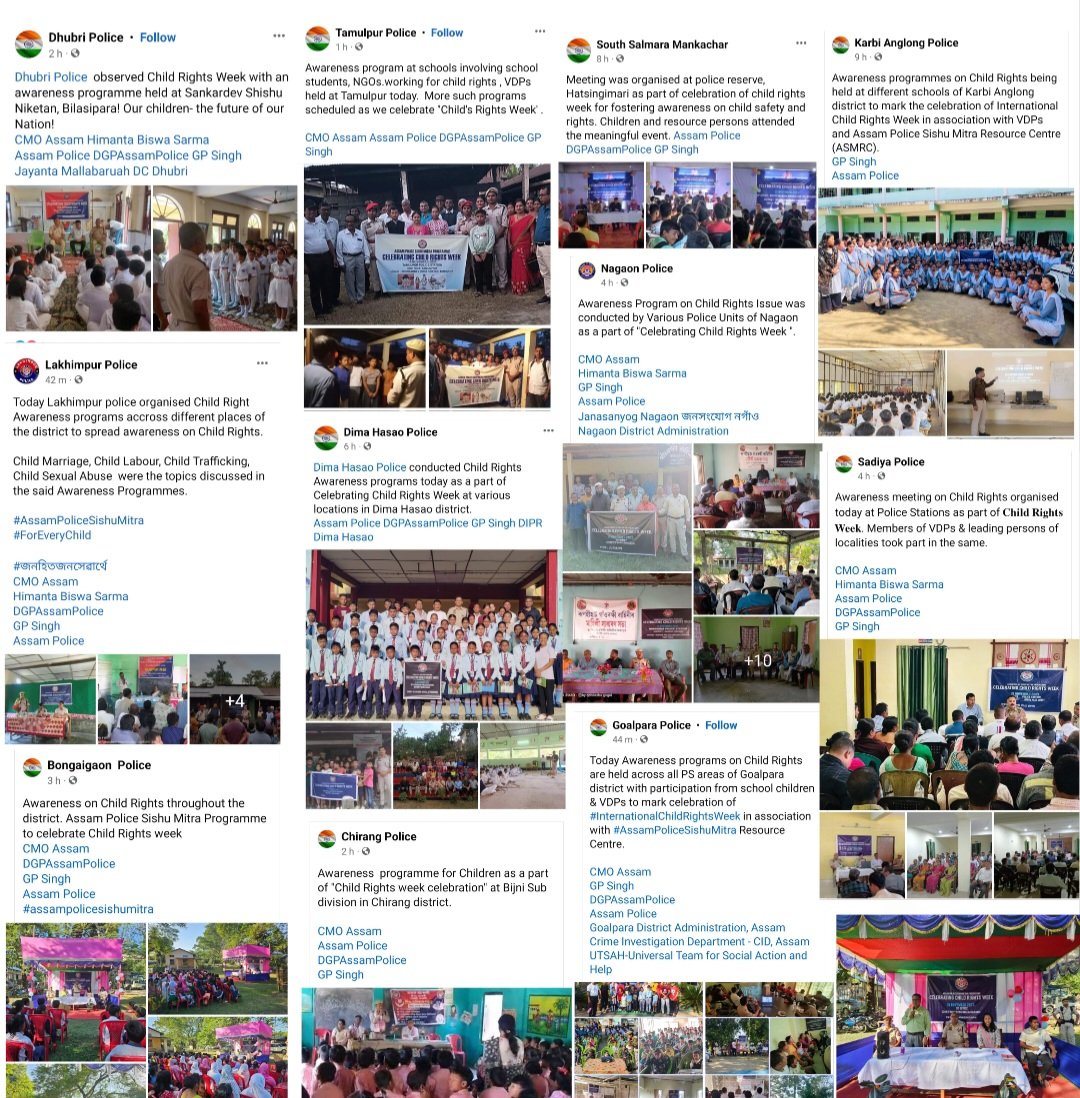 Assam Police has created history in North east of India !! The @assampolice organised the biggest ever outreach campaign on Child Rights in schools & communities across the State in Child Rights Week 2023 @DGPAssamPolice @gpsinghips @HardiSpeaks @UNICEFIndia @utsahassamOrg