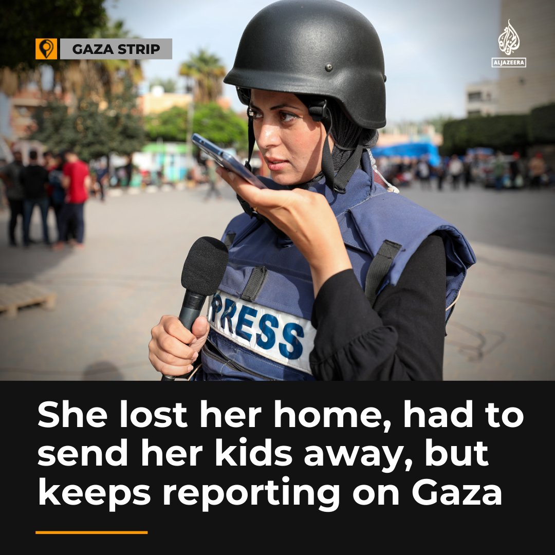 Palestinian journalist Khawla al-Khalidi lost her dream home in an Israeli attack and was displaced three times but continues working as a reporter aje.io/sdu21n