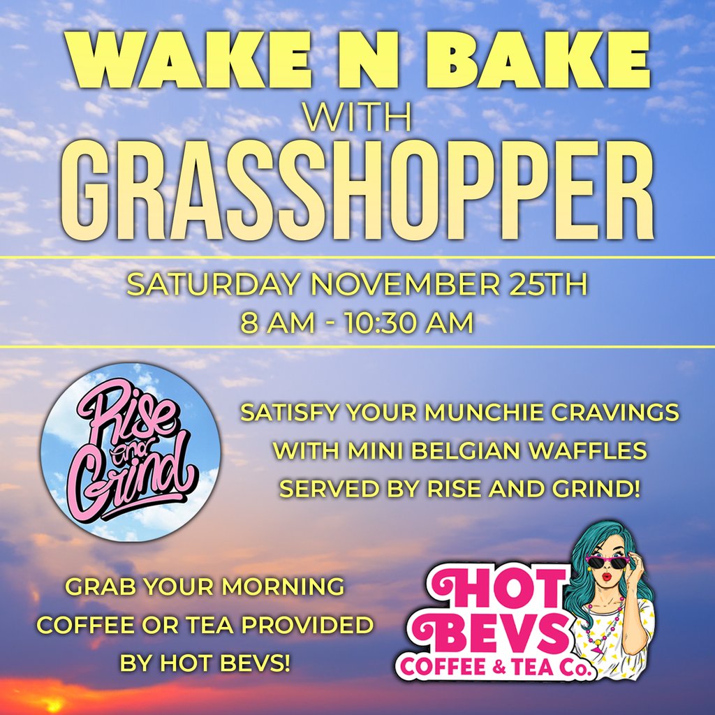 Get your day started right at Grasshopper!☀️ Stop by November 25th from 8am- 10:30pm for coffee and waffles served by @riseandgrindsd & @hotbevs.coffee! ⁠⁠ #ChulaVista