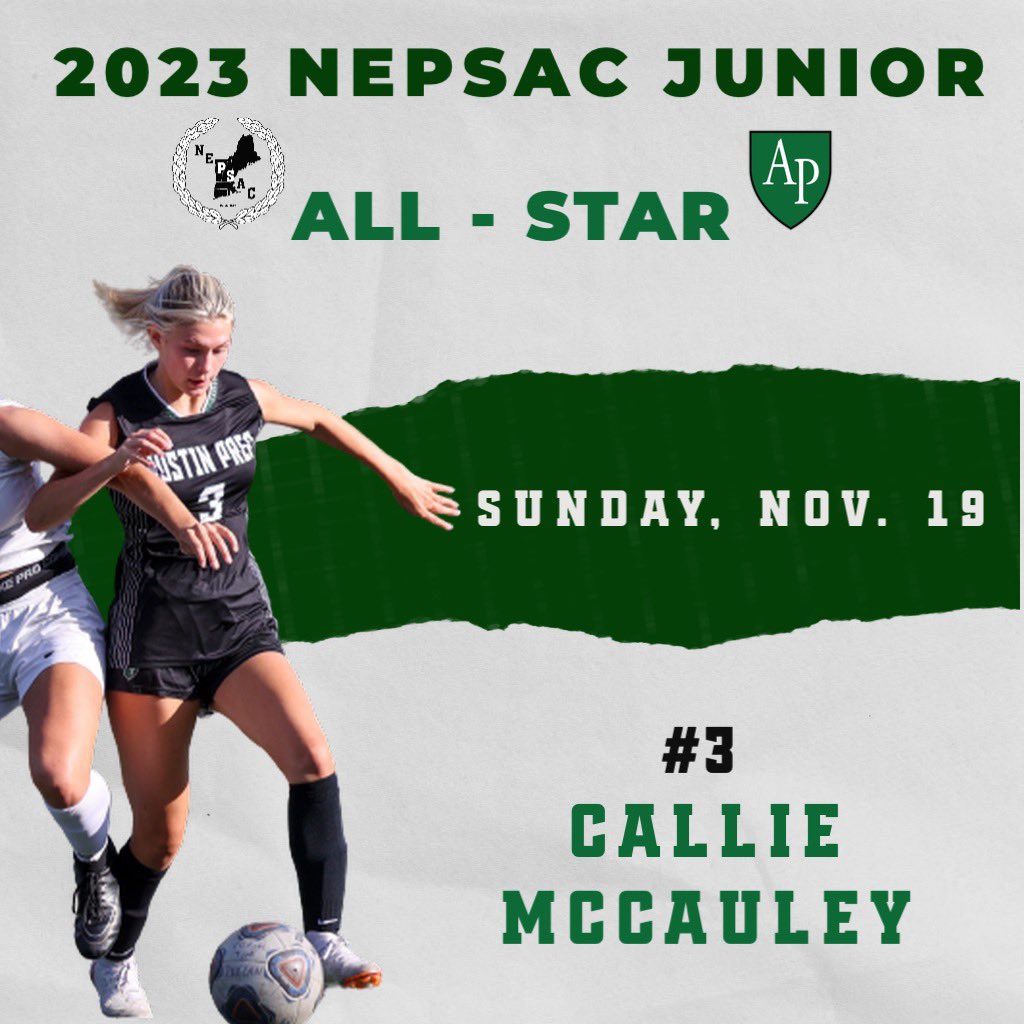 Congratulations to Junior Callie McCauley on her achievement of being selected to participate in the 2023 NEPSAC Girls’ Soccer Junior All-Star Game! Her dedication and commitment to the sport have garnered a well-deserved recognition within the soccer community! @AustinPrepGSoc