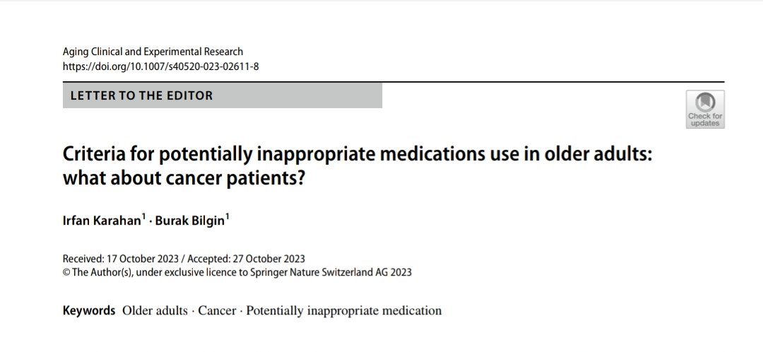 We believe that we need collaborations for comprehensive criteria. rdcu.be/dqR0P #geriatriconcology #oncology #druginteraction @acer_journal @ClinMedJournals