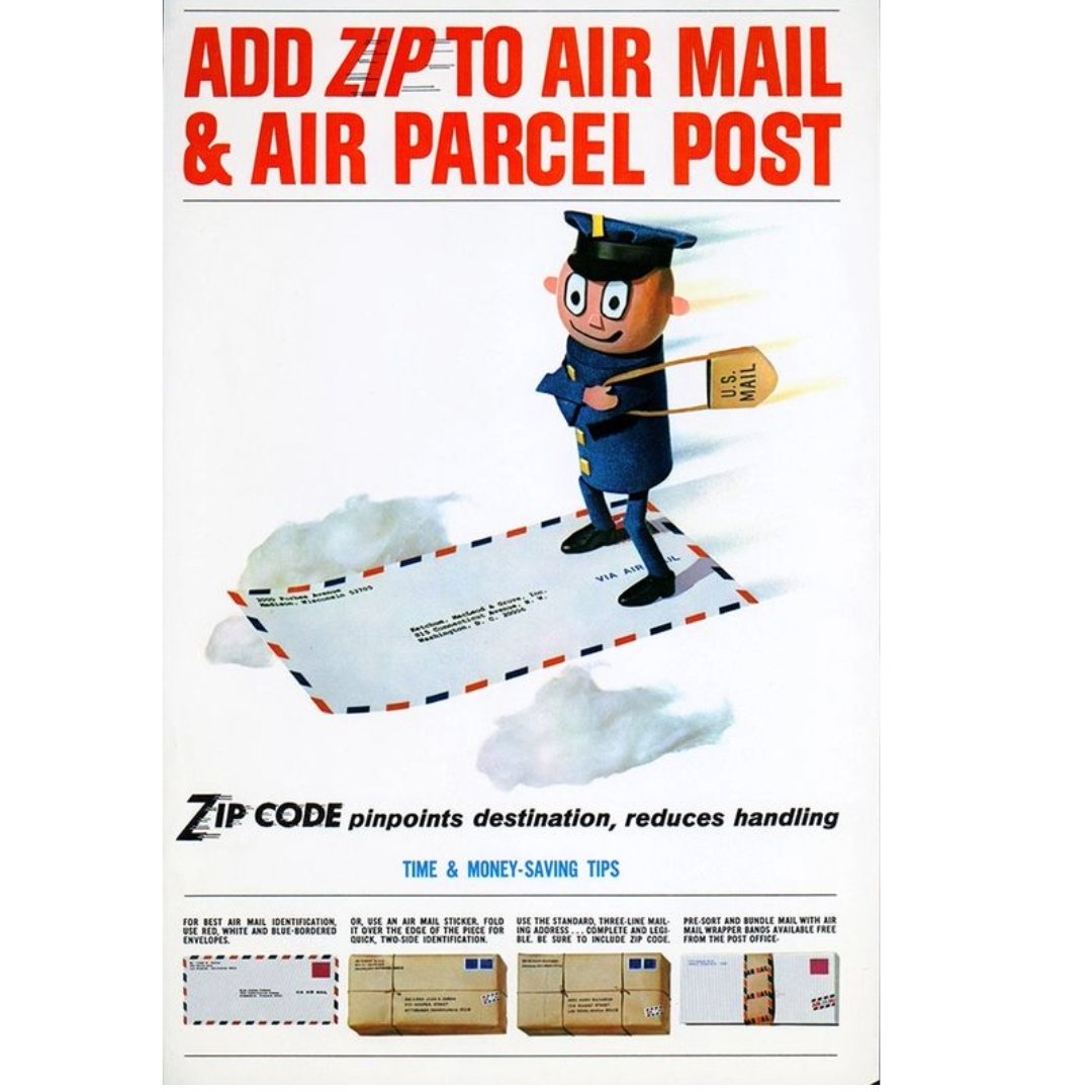 HiProInc1's tweet image. 📬Dive into postal history with this vintage gem! From '63-'70, the @USPS hyped up ZIP codes like nobody's business. Mr. ZIP, the OG mail carrier, took the spotlight, selling the speed and efficiency of ZIP codes.💌

📷: Smithsonian National Postal Museum

#Throwback #ZIPCodes