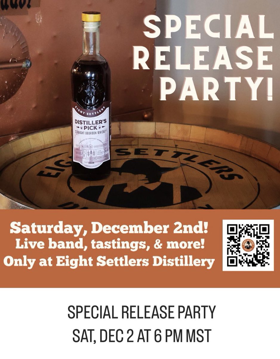 Exciting news from <a href="/eightsettlers/">Eight Settlers Distillery</a> !
The special release party “featuring a 5 yr old straight bourbon and a 7 yr old straight rye whiskey aged in Hells Canyon Winery Cabernet barrels. There are only 250 bottles available of each” so get over to their link eventbrite.com/e/special-rele…