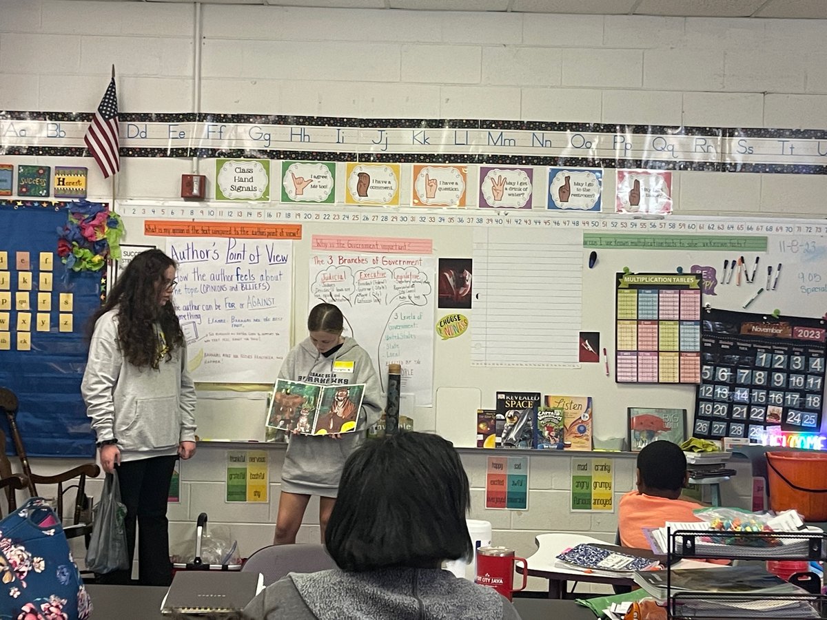We had a visit from <a href="/ibeccte/">Isaac Bear Early College</a> students who created children’s books in their class and shared them with our K-3 students. We love connecting with community and university partners! #LearnThriveSoar #LearnThriveROAR
