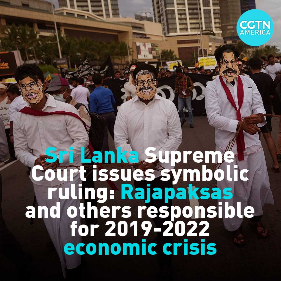 cgtnamerica's tweet photo. The #SupremeCourt in #SriLanka ruled Nov. 14 that former officials including brothers and former presidents #Gotabaya and #Mahinda #Rajapaksa and former finance minister #BasilRajapaksa were responsible for the nation's #economiccrisis. #CGTNAmerica MORE: https://t.co/xtJMK62VI0 https://t.co/DCZm4dB6O5