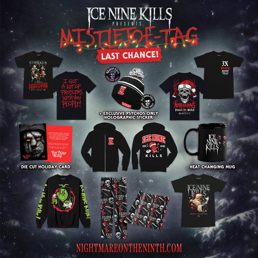 Psychos…ICYMI, it's the last day to shop our 'Mistletoe-Tag Nightmare on the Ninth Collection' 🎄 🪓 slash the link here…. nightmareontheninth.com 🔪