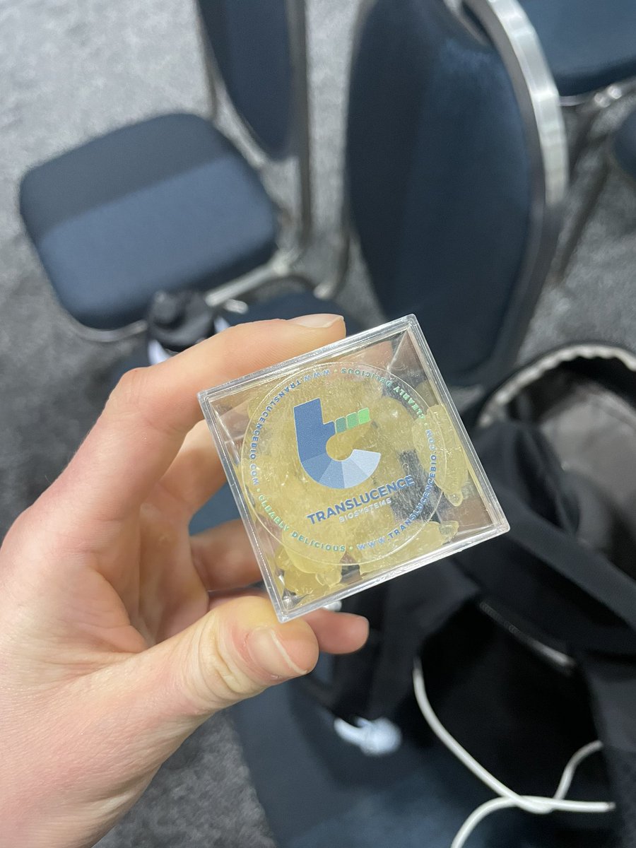 Best #SfN2023 schwag… gummy cleared brains from @BioTranslucence. As a light sheet nerd, I got *way* too excited about this.