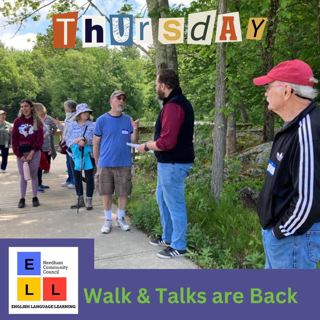 Fall Walk &amp; Talks are Back in November!

Tutors, learners, and community members can join in this fun activity to get some fresh air and practice their English.  All levels are welcome.

Thursday, November 16 &amp; 30
1:00 – 2:00 pm
Reservoir Trail, 500 Dedham Ave., Needham