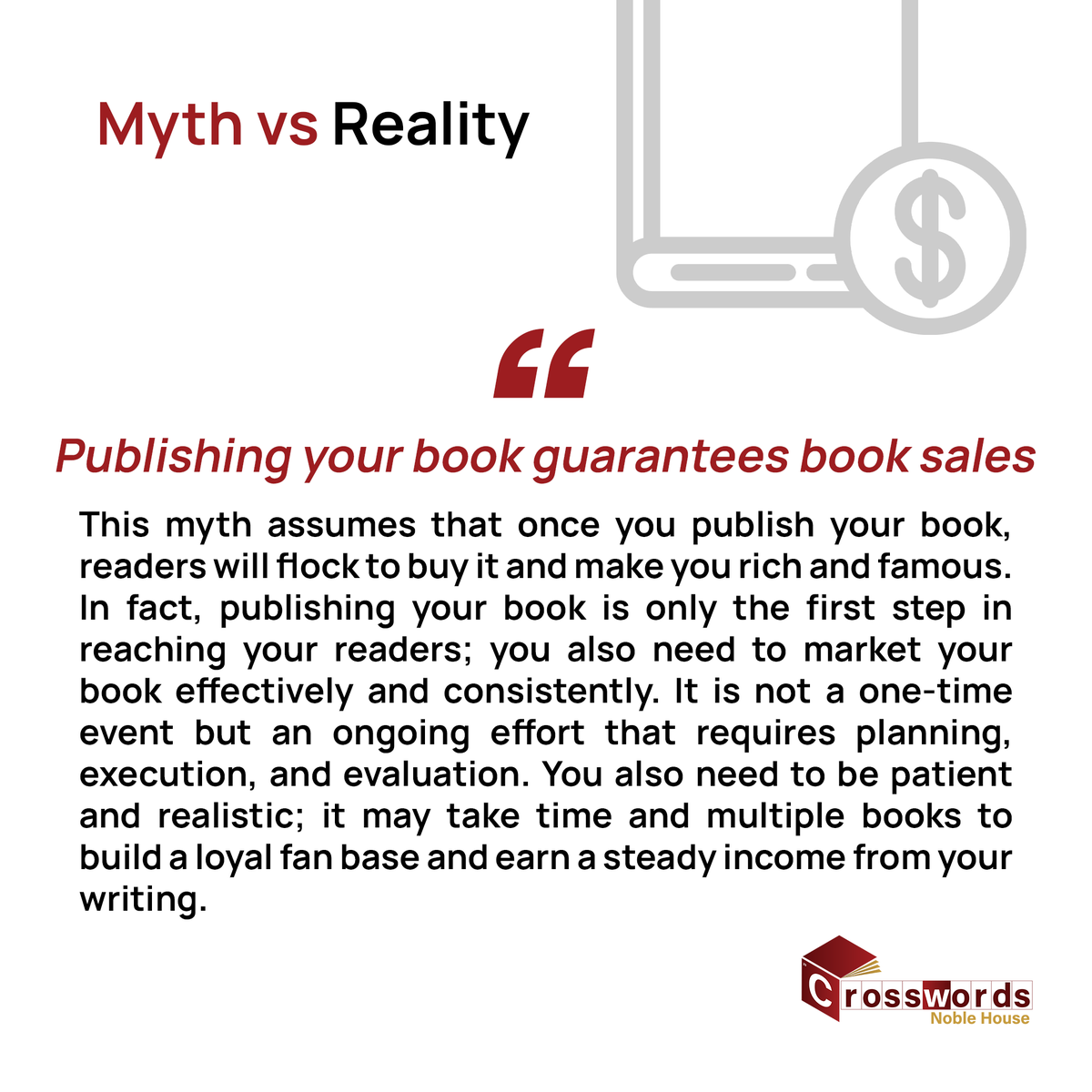 CrosswordsNH's tweet photo. Let's get real. Publishing is just the beginning of your journey to reach readers. To truly succeed, you need to actively market your book, consistently and effectively.
#writingmyth #mythvsreality #crosswordsnoblehouse #publishing #WritingCommunity https://t.co/4W08j0LYRg