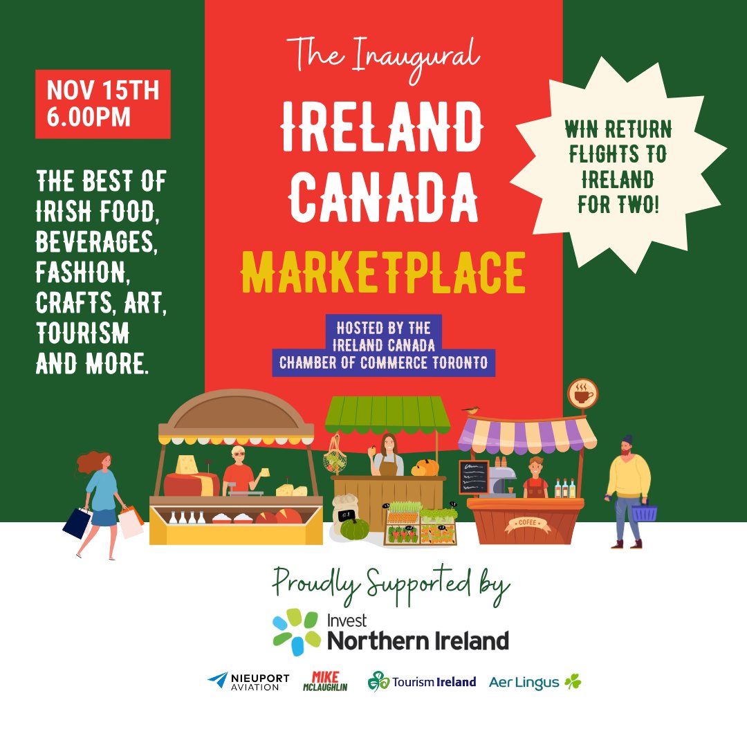 Sandra Bailey Moffatt (@sanna_isainmdom) on Twitter photo The Ireland-Canada Marketplace hosted by <a href="/ICCCTO/">Ireland Canada Chamber of Commerce Toronto</a> takes place in Toronto next week with local vendors showcasing the best of Irish f&b, fashion, crafts, art & tourism - plus an opportunity to win 2 x return flights to Dublin with <a href="/AerLingus/">Aer Lingus</a> Tickets at eventbrite.ca/.../the-inaugu…... The Ireland-Canada Marketplace hosted by <a href="/ICCCTO/">Ireland Canada Chamber of Commerce Toronto</a> takes place in Toronto next week with local vendors showcasing the best of Irish f&b, fashion, crafts, art & tourism - plus an opportunity to win 2 x return flights to Dublin with <a href="/AerLingus/">Aer Lingus</a> Tickets at eventbrite.ca/.../the-inaugu…...