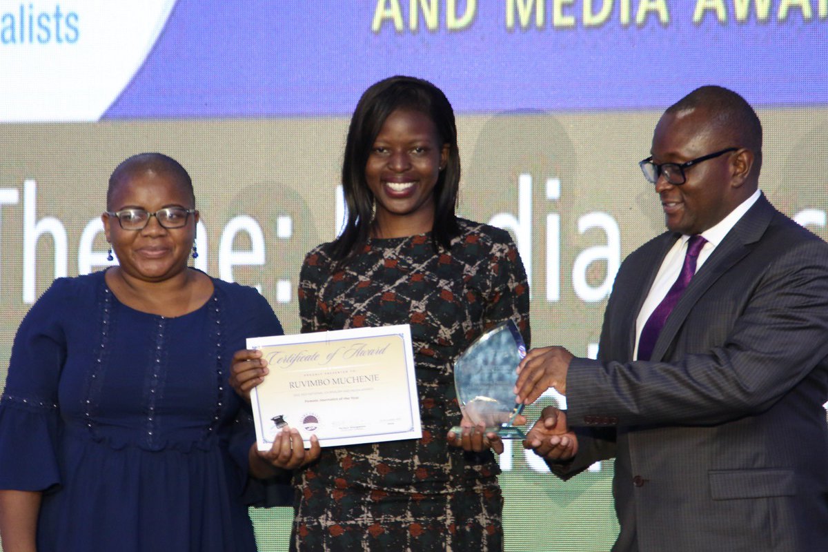 Female Journalist of the Year award sponsored by Internews Runner Up: Miriam Mangwaya (AMH) Winner: Ruvimbo Muchenje (@NewsHawksLive )