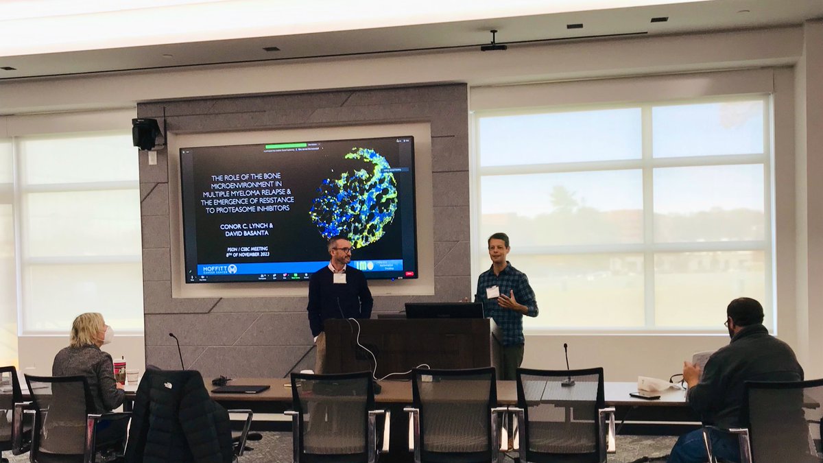 At #CSBCPSON23, @dbasanta & @conor_ie MoffittResearch are sharing the role of the bone microenvironment in #MultipleMyeloma relapse and the emergence of resistance to proteosome inhibitors.