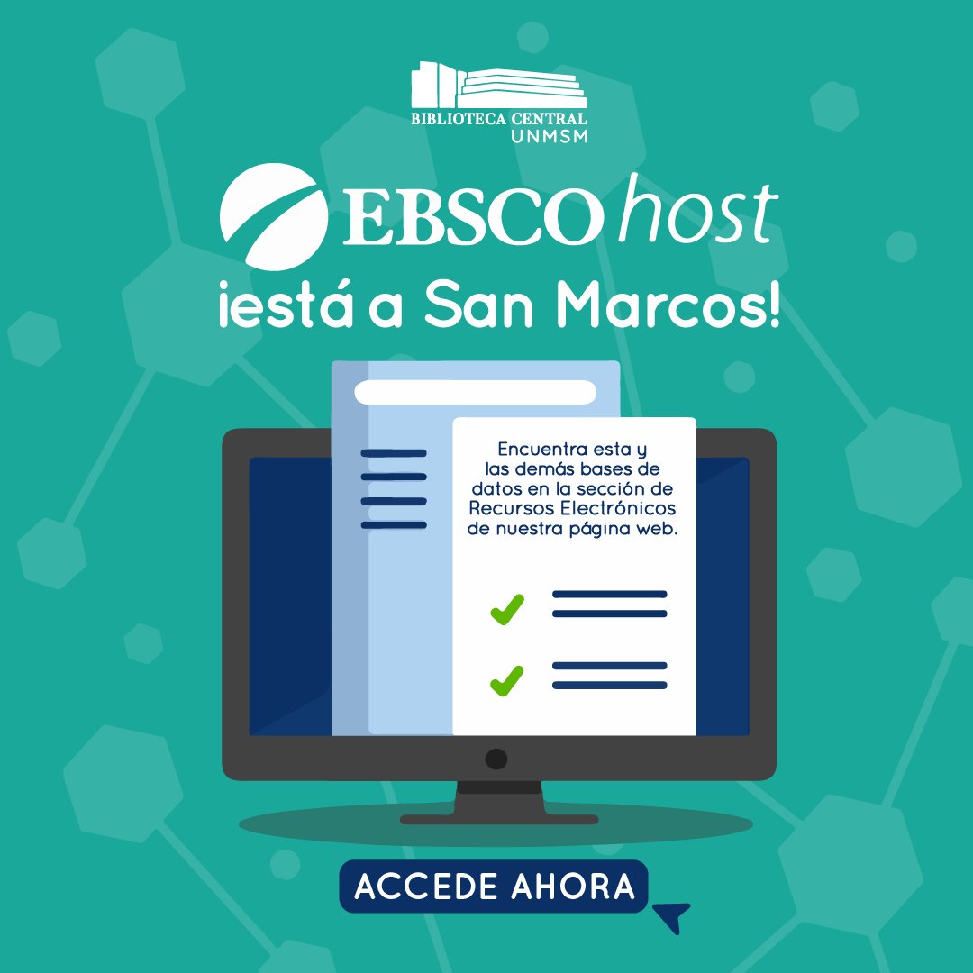 BibliotecaUNMSM's tweet photo. 🔔𝐑𝐞𝐜𝐨𝐫𝐝𝐚𝐭𝐨𝐫𝐢𝐨
San Marcos está sucrita a la base de datos 𝗘𝗕𝗦𝗖𝗢 𝗛𝗼𝘀𝘁 hasta el 2025🔍
🔐𝗔𝗰𝗰𝗲𝗱𝗲 𝗰𝗼𝗻 𝘁𝘂 𝗰𝗼𝗿𝗿𝗲𝗼 𝗶𝗻𝘀𝘁𝗶𝘁𝘂𝗰𝗶𝗼𝗻𝗮𝗹 https://t.co/sAkStryJCL
#BibliotecaCentralUNMSM #basededatos #EBSCOhost #investigacióncientífica https://t.co/C4FyXJi2QW