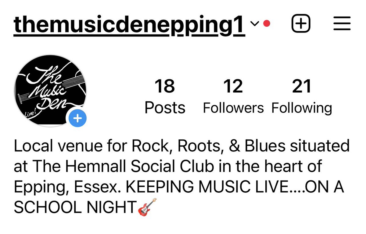 For the rock, blues, Americana & country lovers amongst you, please follow us on Insta. A lovely little club with some superbly talented musicians/bands booked. Once a month on a Tuesday night in Epping. What’s not to like #keepmusicalive