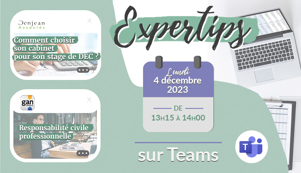 Dernier #Expertips 2023 : 4 décembre à 13h15!
Un #partenariat <a href="/DenjeanAssocies/">Thierry Denjean</a> <a href="/Gan_Assurances/">Gan Assurances</a>  <a href="/ANECSnational/">ANECS</a> <a href="/CJECnational/">CJEC</a> 
Inscription ici :
docs.google.com/forms/d/e/1FAI…
#Trucs #Astuces #Echanges

<a href="/elizpons/">Elise Pons</a> <a href="/ADscaramuzza/">Adrien Scaramuzza</a> <a href="/nicolaspoussy/">Nicolas Poussy</a> <a href="/MatthieuDintras/">Matthieu Dintras</a> <a href="/YounesJulien/">julien younes</a>
