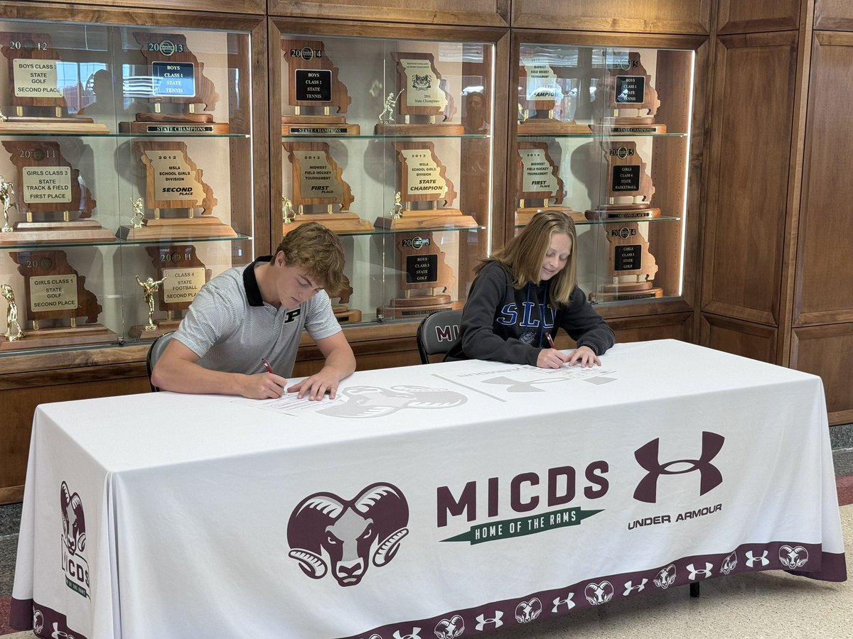 Henry Cordes (Baseball - Purdue) &amp; Ella Etherington (Field Hockey- SLU) make it official, signing their National Letters of Intent this morning!  Congrats to both!