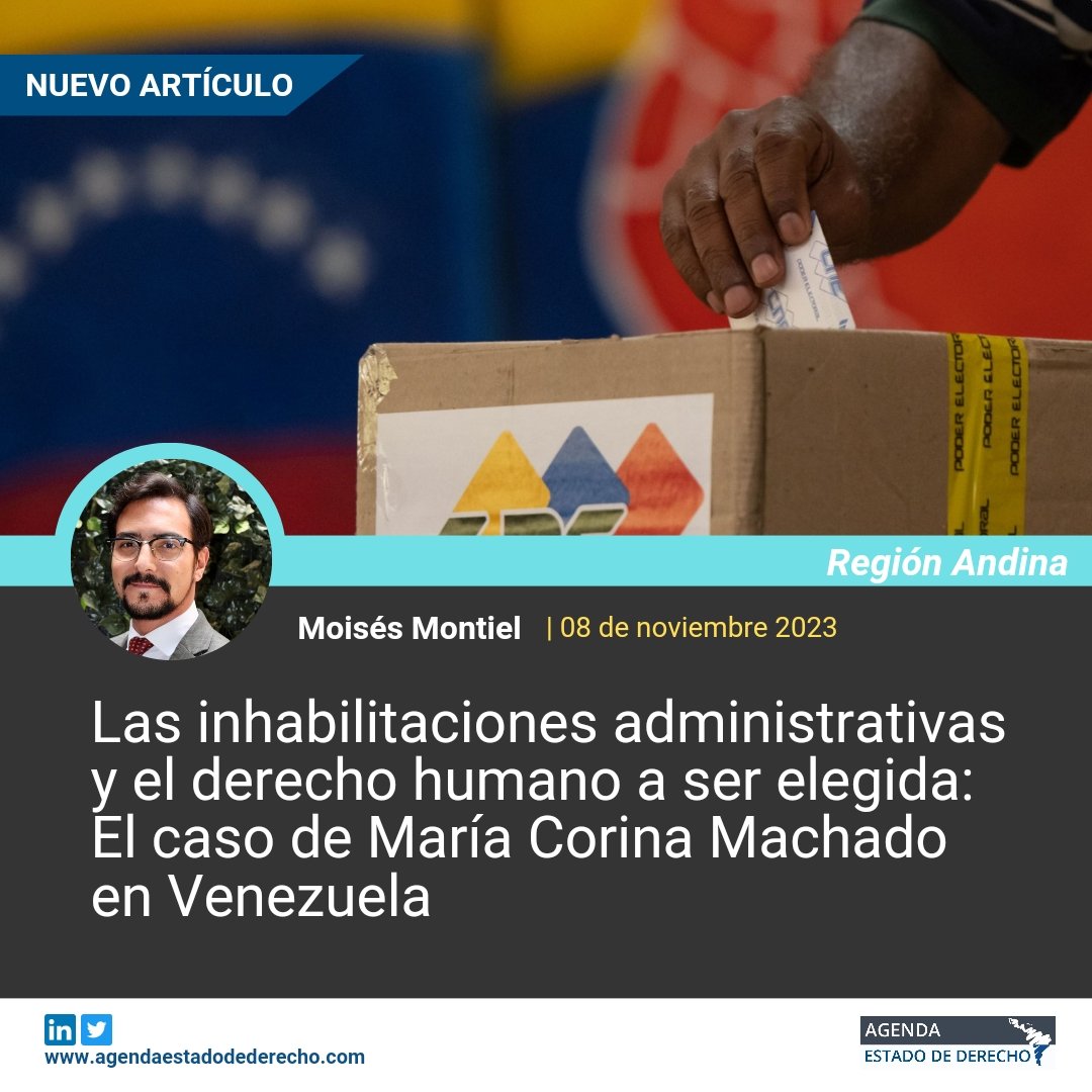 A_EstadoDerecho's tweet photo. 🇻🇪¿A qué escenarios se enfrenta Venezuela para garantizar la protección de los derechos políticos de María Corina Machado? Lee el análisis de @MoisesMontielM: https://t.co/yIrbj9zHZw https://t.co/Z07dr6Bs5s