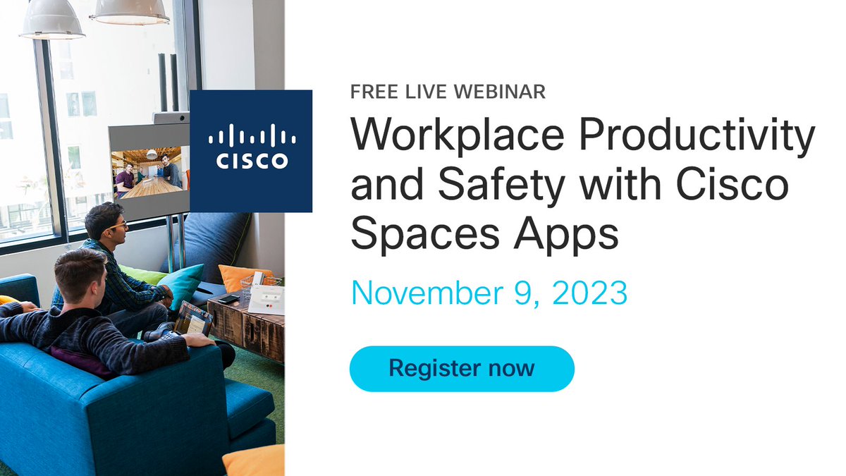 Explore how you can elevate workplace efficiency, safety, and collaboration using the powerful insights within @CiscoSpaces Apps. Join us for a free webinar on November 9, 2023, at 10 a.m. Pacific Time. 

👉 Register now: cs.co/6019usu5Z

#CiscoSpaces #Cisco #CiscoCert
