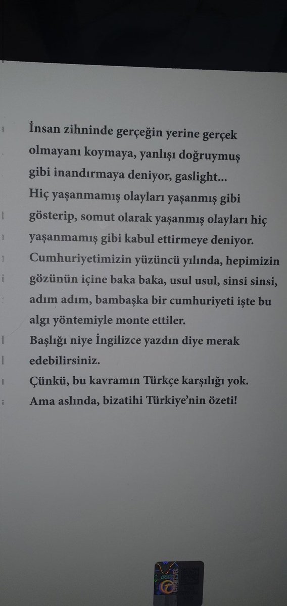 Özet  bu...Yılmaz Özdil Gaslight. Okuyun. İLK EMİR OKU.