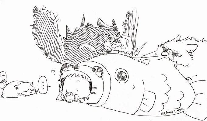 魚寝袋使ってたらゆうじ🐯が魚に食べられてると勘違いして必死になってる特級ニャンズ組と全て知ってるショーコ🐱
#呪術廻戦ファンアート 