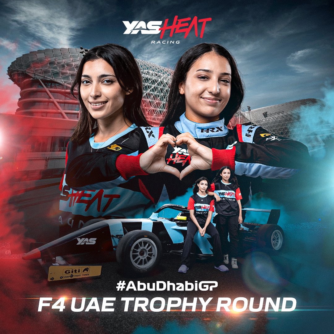 The Qubaisi Sisters are back home 💙❤️🖤! @Amna_Alqubaisii and @HamdaalqubaisiO will be joining the #YasHeatRacing roster for the #AbuDhabiGP @formula4uae Trophy Round! 🔥 Can’t wait to see them back on track in Yas Heat colours. 👊 #F1 #F1Finale @f1 #F4UAE @abudhabigp