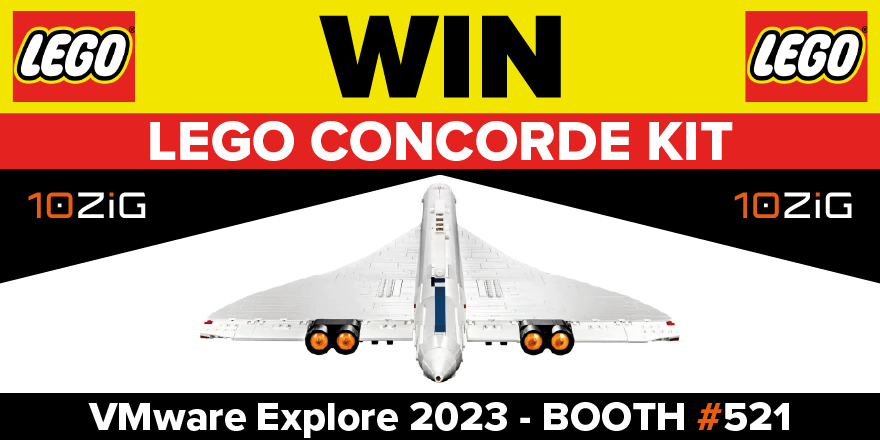Chris10ZiGTech's tweet photo. Is it a bird, is it a plane?...oh, it is actually a plane. You can WIN your very own LEGO Concorde courtesy of @10ZiGTechnology at #VMwareExplore. Join us at booth #521 to ENTER to WIN. At the very least, you'll just get some really cool socks! https://t.co/vhHYr3R8Za