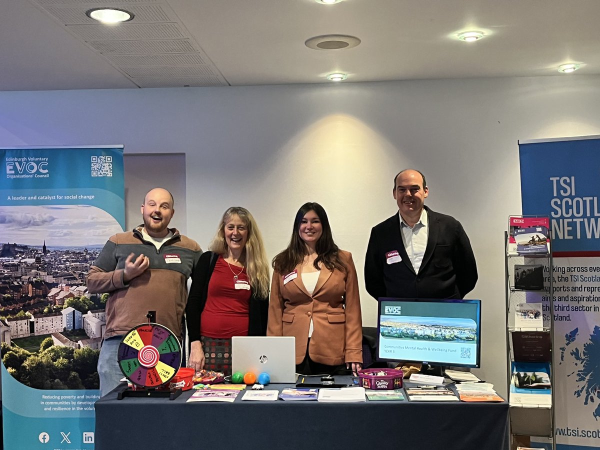 Are you at the #SCVOGathering today? 🌟 Come visit us at exhibition stall no. 8 and learn about the work we do supporting voluntary organisations in Edinburgh.