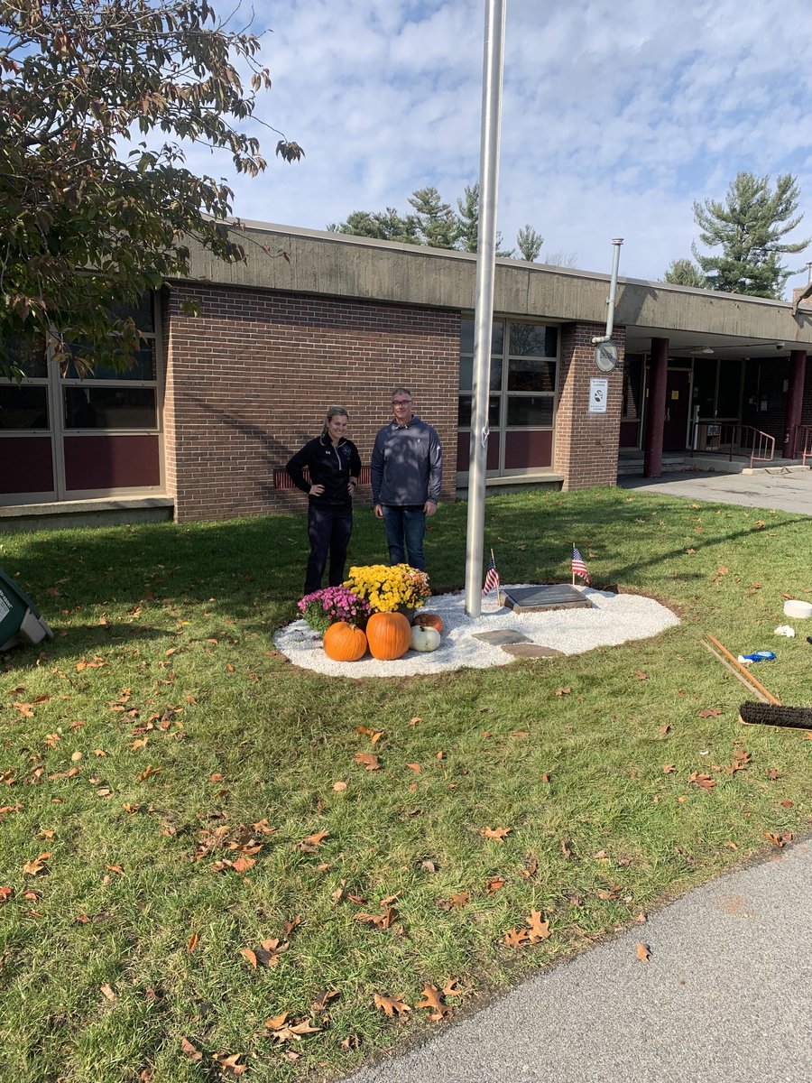 Parkerprincipal's tweet photo. Parker Middle School would like to thank School resource Officers Rokas and Sullivan who helped beautify our memorial honoring Lance Corporal Andrew Zabierek, USMC and all who have served and protected our country. https://t.co/PGI3twwqEx