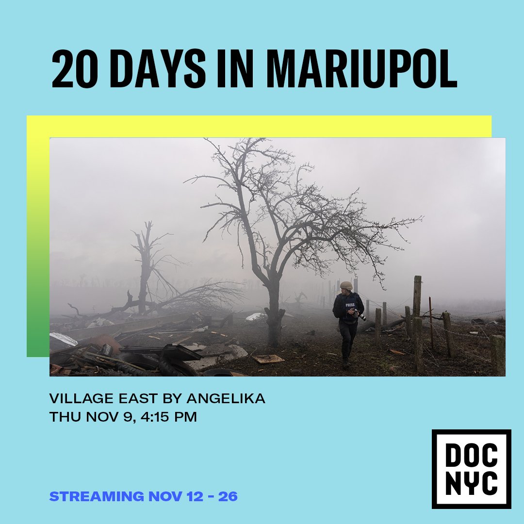 #20DaysInMariupol screens tomorrow at @DOCNYCFest (Nov 9, 4:15PM) at @AngelikaFilm_NY and screening online across the U.S. starting Nov 12 - 26. Get tickets to watch at #DOCNYC here: docnyc.net
